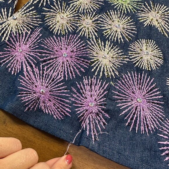 Vintage Dior SS 2002 'Firework' Flared Denim Trouser Pants (US 2) - Picture 7 of 16